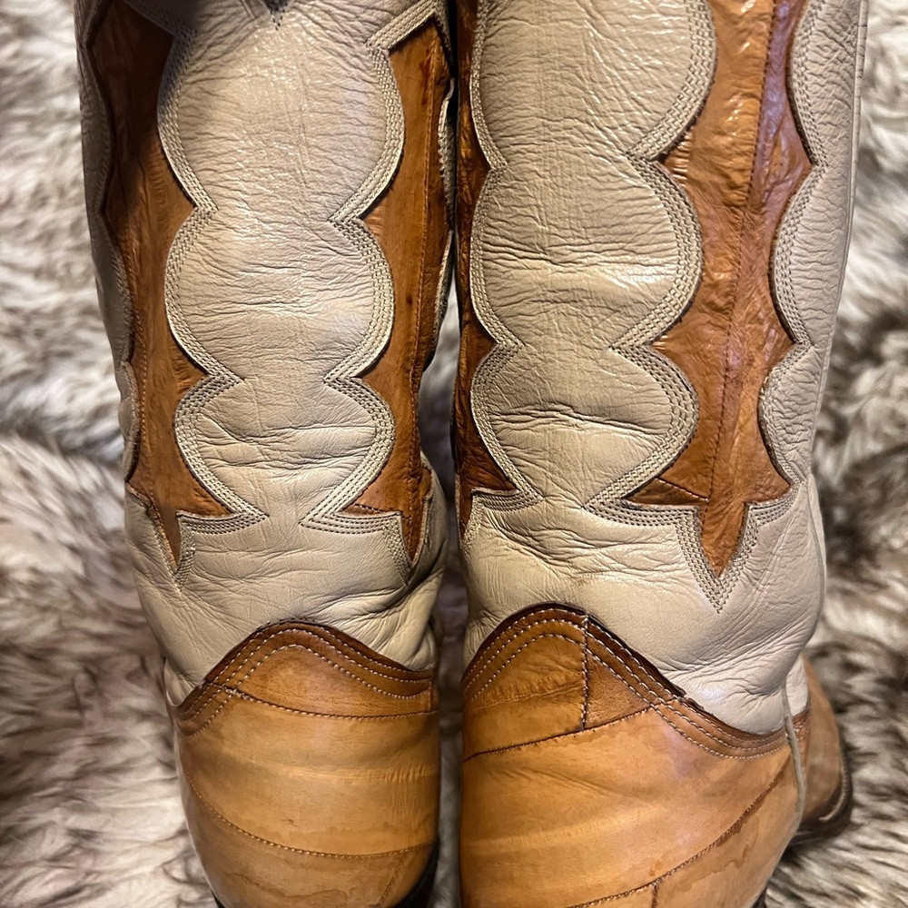 Nocona Tan and Cream Men's EEL & Leather western cowboy Boots 8.5 D - Picture 8 of 15